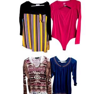 Women's Large 12 14 Tops Shirts Blouses Wholesale Bulk Lot of 4 L